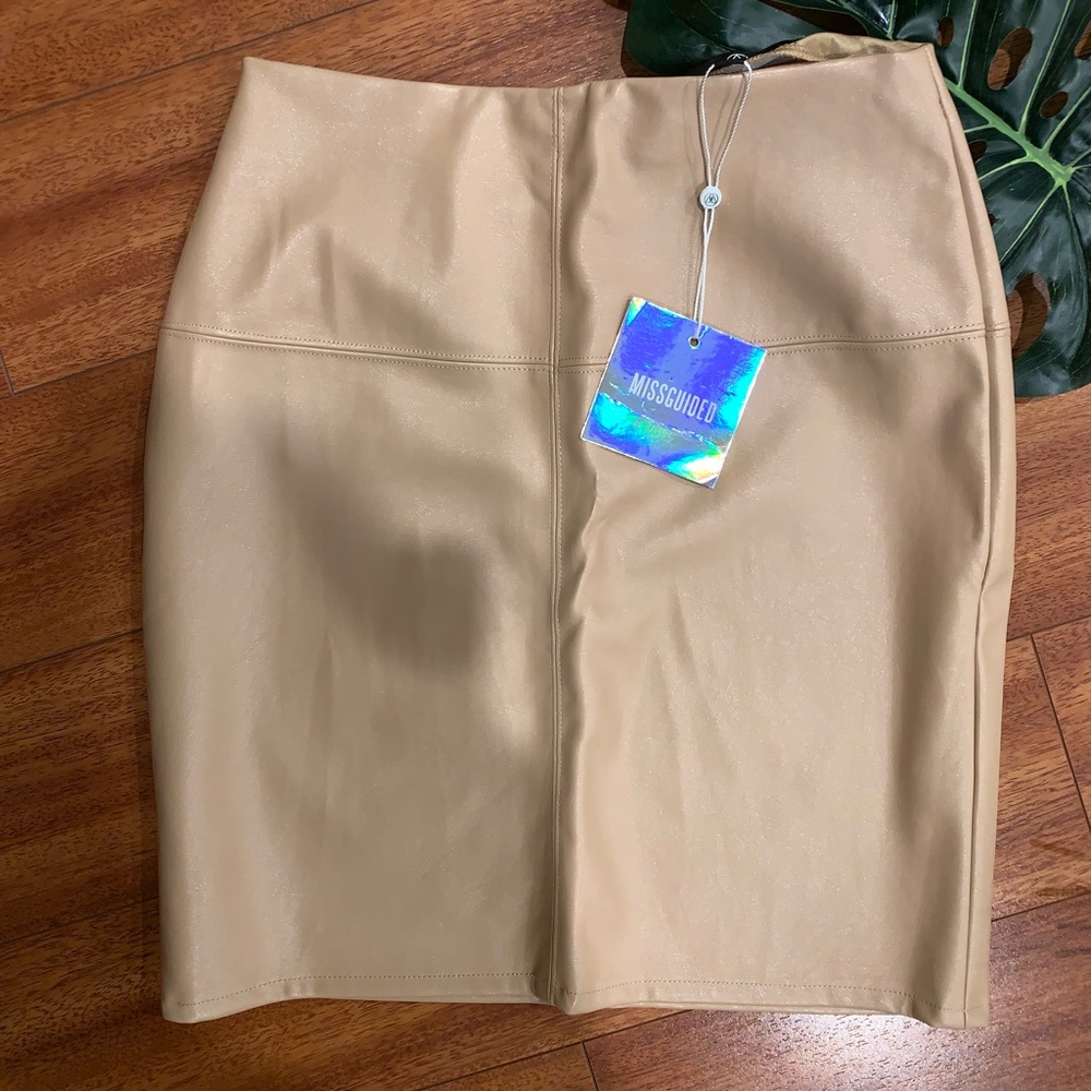 Tan Leather Mini Skirt
